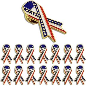 50 Pcs Memorial Day American Veteran Lapel Pins Independence Day Gifts Patriotic gold Ribbon Enamel Pins for women men Clothes backpack hat Souvenir