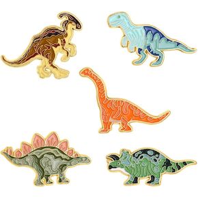 ROFARSO Dinosaur Enamel Lapel Pin Set Smoke Fire Skull Pin, Accessory for Backpacks Clothing Bags Hats Shirts