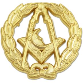 Wreathed Junior Deacon Moon Masonic Lapel Pin - [Gold][1 1/4'' Diameter]