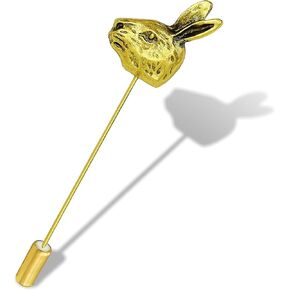 Bronze Rabbit Hare Head Brooch Lapel Pin Tie Hat Stick Pin Easter Christmas Halloween Wonderland Alice Tea Party, Vintage Gold