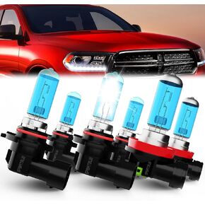 compatible with (2014-2020) Dodge Durango Lights Headlights Bulbs, 9005/HB3/H10 High Beam + 9005 Low Beams Halogen Headlight + H11 Fog Light, Pack of 6