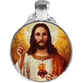 Blazing Autumn Religious Jesus Pendant Necklace/Bracelet Photo Glass Dome Jewelry