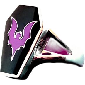 Vampire Goth Coffin Ring with Bat
