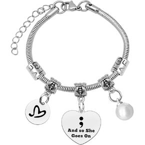 Mental Health Gifts Suicide Prevention Awareness Bracelet Mental Health Awareness Gift Friendship Encouraging Gift for Depression Anxiety Motivational Inspirational Gift for Sister Semicolon Jewelry