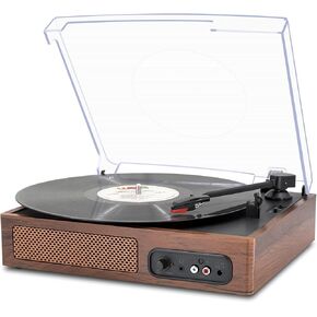 Vinyl Record Player, 3-Speed Belt-Drive Turntable with Stereo Speakers, USB Playback & Recording, Wireless BT Input & Output, Auto-Stop | Pitch Control | RCA | AUX-in | Headphone Jack | Lilac Purple