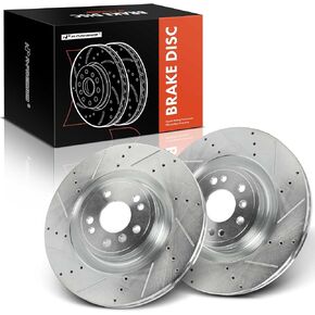 A-Premium 13.77 inch (350mm) Front Drilled and Slotted Disc Brake Rotors Compatible with Select Mercedes-Benz Models - ML350 2012-2015, ML400 2015, GL350 2013-2016, GL450 2014, GLS450, 2-PC Set