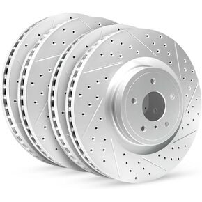 R1 Concepts Front Rear Brake Rotor Kit |Brake Rotors| Brake Disc |Drilled and Slotted|fits 2012-2020 Ford F-150