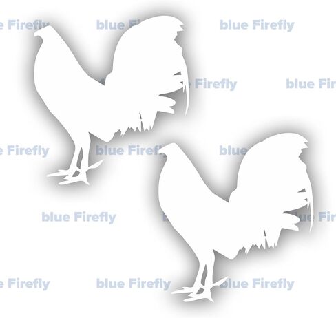مجموعة من 2 ملصق من الفينيل الأبيض Gallo Rooster لجدران السيارات والشاحنات والشاحنات والكمبيوتر المحمول مقاس 6 بوصات in Saudi Arabia