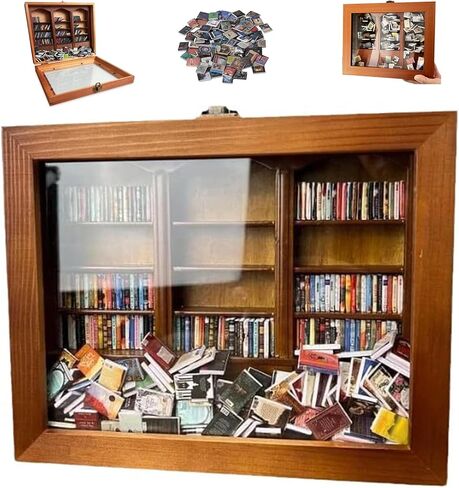 Anxiety Bookshelf - Shake Off Your Anxiety,Miniature Display Shelf,Contains 240 Miniature Book Models,Antique Style Gift Decoration Mini Bookshelf (Brown) in Saudi Arabia