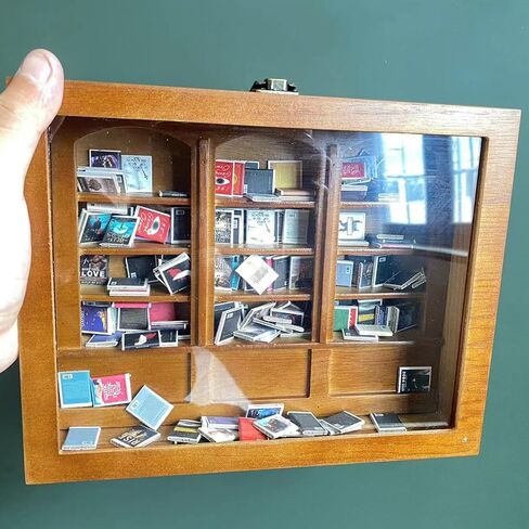 Anxiety Bookshelf - Shake Off Your Anxiety,Miniature Display Shelf,Contains 240 Miniature Book Models,Antique Style Gift Decoration Mini Bookshelf (Brown) in Saudi Arabia