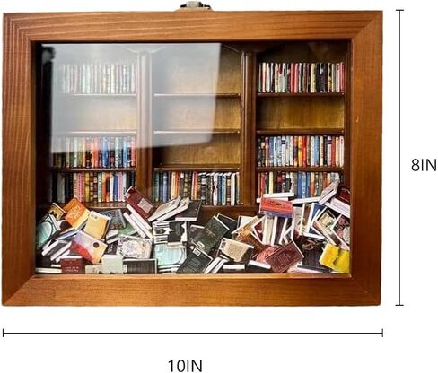 Anxiety Bookshelf - Shake Off Your Anxiety,Miniature Display Shelf,Contains 240 Miniature Book Models,Antique Style Gift Decoration Mini Bookshelf (Brown) in Saudi Arabia