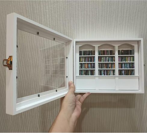 Anxiety Bookshelf - Shake Off Your Anxiety,Miniature Display Shelf,Contains 240 Miniature Book Models,Antique Style Gift Decoration Mini Bookshelf (Brown) in Saudi Arabia