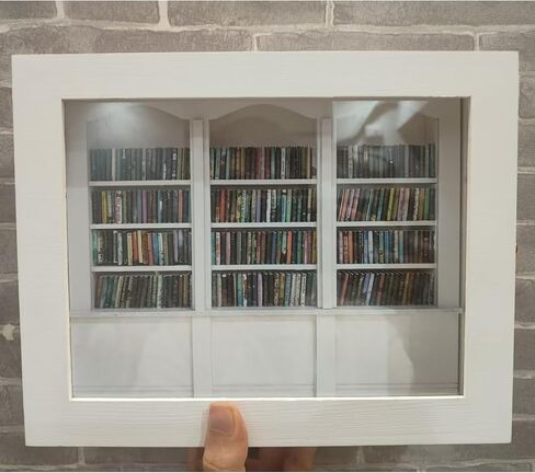 Anxiety Bookshelf - Shake Off Your Anxiety,Miniature Display Shelf,Contains 240 Miniature Book Models,Antique Style Gift Decoration Mini Bookshelf (Brown) in Saudi Arabia