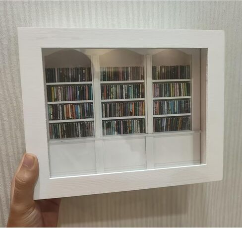 Anxiety Bookshelf - Shake Off Your Anxiety,Miniature Display Shelf,Contains 240 Miniature Book Models,Antique Style Gift Decoration Mini Bookshelf (Brown) in Saudi Arabia