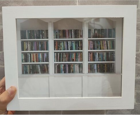 Anxiety Bookshelf - Shake Off Your Anxiety,Miniature Display Shelf,Contains 240 Miniature Book Models,Antique Style Gift Decoration Mini Bookshelf (Brown) in Saudi Arabia