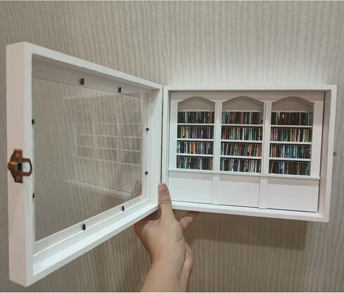 Anxiety Bookshelf - Shake Off Your Anxiety,Miniature Display Shelf,Contains 240 Miniature Book Models,Antique Style Gift Decoration Mini Bookshelf (Brown) in Saudi Arabia
