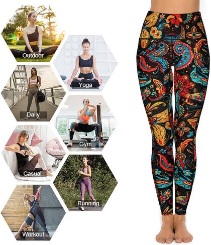 Women's High Waist Tummy Control Yoga Pants with Pockets Workout Leggings in Kuwait