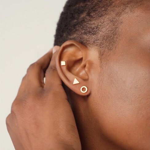 MYEARS Women Stud Earrings Set of 3 Gold Sterling Silver Post Push Back 14K Gold Plated Small Simple Hypoallergenic Everyday Jewelry in Kuwait