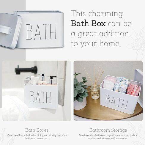 Lola Creates Co Farmhouse Bathroom Organizer - Tampon Storage, Bathroom Storage Box for Organization - Decorative Countertop, Under Sink, Cabinet or Shelf Organizers for Cosmetics, Accessories (White) in Saudi Arabia