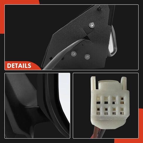 زوج A-Premium (2) مرآة باب كهربائية جانبية للسائق والراكب - متوافقة مع Nissan Versa 2015 2016 2017 2018 2019 - مرآة رؤية خلفية خارجية غير قابلة للطي يدويًا باللون الأسود - استبدال # 963019KK1A in Kuwait