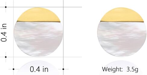 Milan Chiva Small Round Natural Gemstone Stud Earrings for Women 14K Gold Plated Oval Button Minimal Jewelry in Saudi Arabia