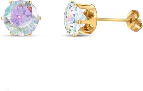 CZ Stud Earrings 18K Gold Plated 316L Stainless Steel Earring Studs Hypoallergenic Cubic Zirconia Stud Earrings For Women in Saudi Arabia