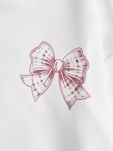 Verdusa Girl's Bow Letter Graphic Hoodie Lightweight Sweatshirts Cute Long Sleeve Pullover Top in Kuwait