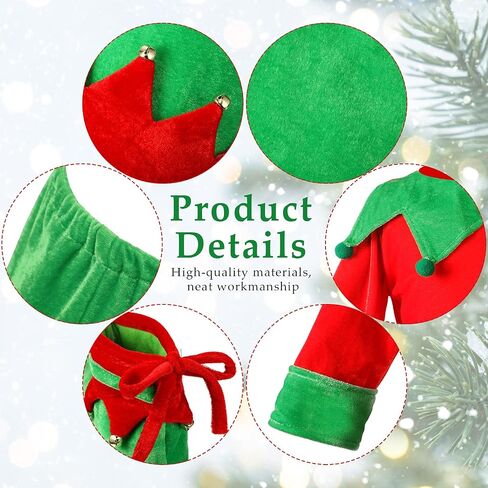 Hicarer Man Adult Christmas Elf Costume Set for Santa's Helper Dress up Outfit with Elf Hat Shoes Belt in Saudi Arabia