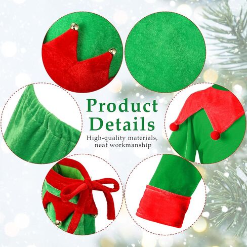 Hicarer Man Adult Christmas Elf Costume Set for Santa's Helper Dress up Outfit with Elf Hat Shoes Belt in Saudi Arabia