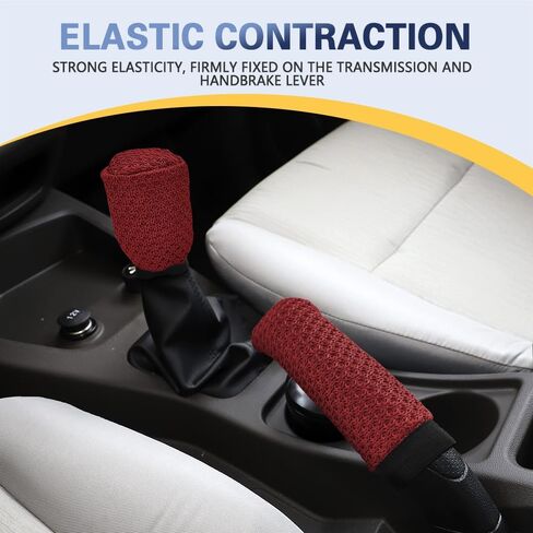 Car Gear Shift Knob Cover & Handbrake Cover, Universal Fit 2 Piece Breathable Vehicles Handbrake Cover Gear Shift Knob Cover Set, Car Interior Accessories for SUV Van Sedan Trucks in Saudi Arabia