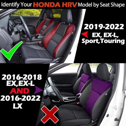 HKZ Custom Fit HRV Seat Covers for Honda HR-V 2019 2020 2021 2022 Sport,EX,EXL,Touring - 5-Seats Leather Full Set,Black in Kuwait