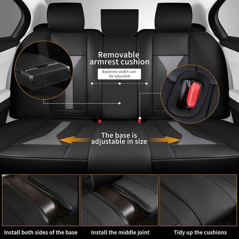 Full Set Seat Covers Fit for Subaru Forester 2007-2024 2025 Custom Breathable Leather Car Seat Cover Fit for Forester (5 Seat,Black&Grey) in Saudi Arabia