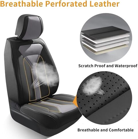Full Set Seat Covers Fit for Subaru Forester 2007-2024 2025 Custom Breathable Leather Car Seat Cover Fit for Forester (5 Seat,Black&Grey) in Saudi Arabia