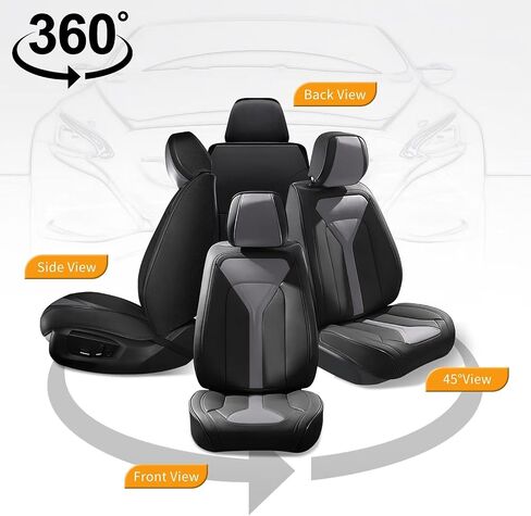 Full Set Seat Covers Fit for Subaru Forester 2007-2024 2025 Custom Breathable Leather Car Seat Cover Fit for Forester (5 Seat,Black&Grey) in Saudi Arabia