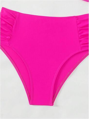 SweatyRocks Women's 2 Piece Swimsuits One Shoulder Ruched High Waisted Bikini Set Bathing Suits in Saudi Arabia