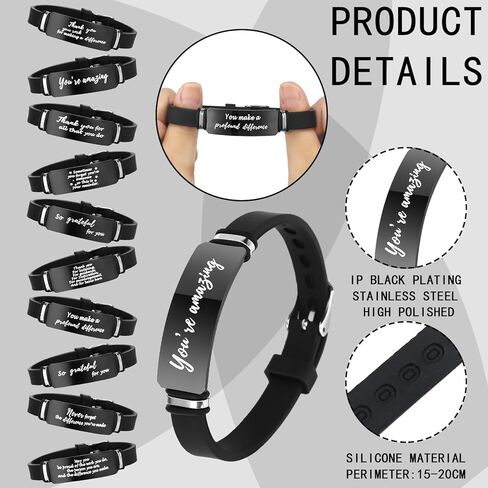 10 قطع من هدايا الشكر، سوار ملهم، هدايا تقدير كبيرة لزملاء العمل، هدايا ديكور، أساور من السيليكون، أساور تحفيزية قابلة للتعديل، هدية زميل العمل لمتطوعي المكتب والمدرس in Kuwait