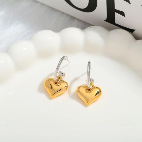 Gold Earrings for Women Heart Dangle Earrings Charms Heart Pendant Earrings Boho Earring Statement Earring Fashion Women Jewelry Gift in Kuwait