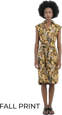 Women Shift Dress Tie Waist Sleeveless V Neck Spread Collar Shirt Dress Pull On Work Office Business Casual Summer Fall in Saudi Arabia
