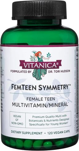 Vitanica FemTeen Symmetry, Vitamins for Teens, Daily Multivitamin, Vegan, 120 Capsules in Saudi Arabia