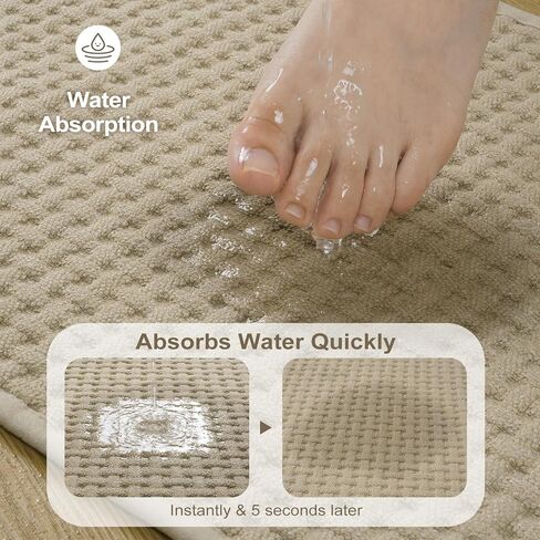سجاد الحمام Seavish غير قابل للانزلاق وقابل للغسل مقاس 60.96 سم × 59.36 سم، حصير حمام طويل كاكي للحمام، سجاد حمام منخفض الوبر رقيق، سجادة حمام ناعمة وماصة من أجل حوض الاستحمام in Kuwait