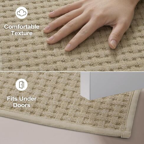 سجاد الحمام Seavish غير قابل للانزلاق وقابل للغسل مقاس 60.96 سم × 59.36 سم، حصير حمام طويل كاكي للحمام، سجاد حمام منخفض الوبر رقيق، سجادة حمام ناعمة وماصة من أجل حوض الاستحمام in Kuwait