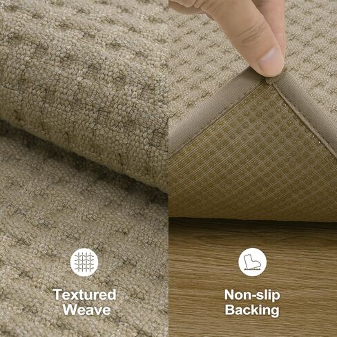 سجاد الحمام Seavish غير قابل للانزلاق وقابل للغسل مقاس 60.96 سم × 59.36 سم، حصير حمام طويل كاكي للحمام، سجاد حمام منخفض الوبر رقيق، سجادة حمام ناعمة وماصة من أجل حوض الاستحمام in Kuwait