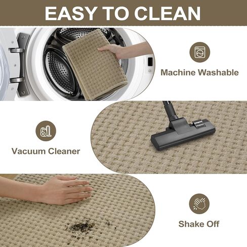 سجاد الحمام Seavish غير قابل للانزلاق وقابل للغسل مقاس 60.96 سم × 59.36 سم، حصير حمام طويل كاكي للحمام، سجاد حمام منخفض الوبر رقيق، سجادة حمام ناعمة وماصة من أجل حوض الاستحمام in Kuwait