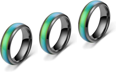 HUASAI Mood Rings for Men Temperature Sensative Color Changing Rings Stainless Steel Band Rings in Saudi Arabia
