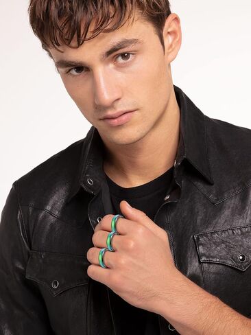 HUASAI Mood Rings for Men Temperature Sensative Color Changing Rings Stainless Steel Band Rings in Saudi Arabia