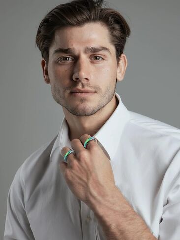HUASAI Mood Rings for Men Temperature Sensative Color Changing Rings Stainless Steel Band Rings in Saudi Arabia