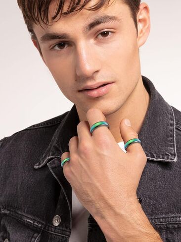 HUASAI Mood Rings for Men Temperature Sensative Color Changing Rings Stainless Steel Band Rings in Saudi Arabia