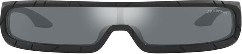Emporio Armani Men's EA4190U Universal Fit Rectangular Sunglasses, Rubberized Black/Grey Mirrored Black, 36 mm in Saudi Arabia