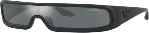 Emporio Armani Men's EA4190U Universal Fit Rectangular Sunglasses, Rubberized Black/Grey Mirrored Black, 36 mm in Saudi Arabia