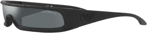 Emporio Armani Men's EA4190U Universal Fit Rectangular Sunglasses, Rubberized Black/Grey Mirrored Black, 36 mm in Saudi Arabia